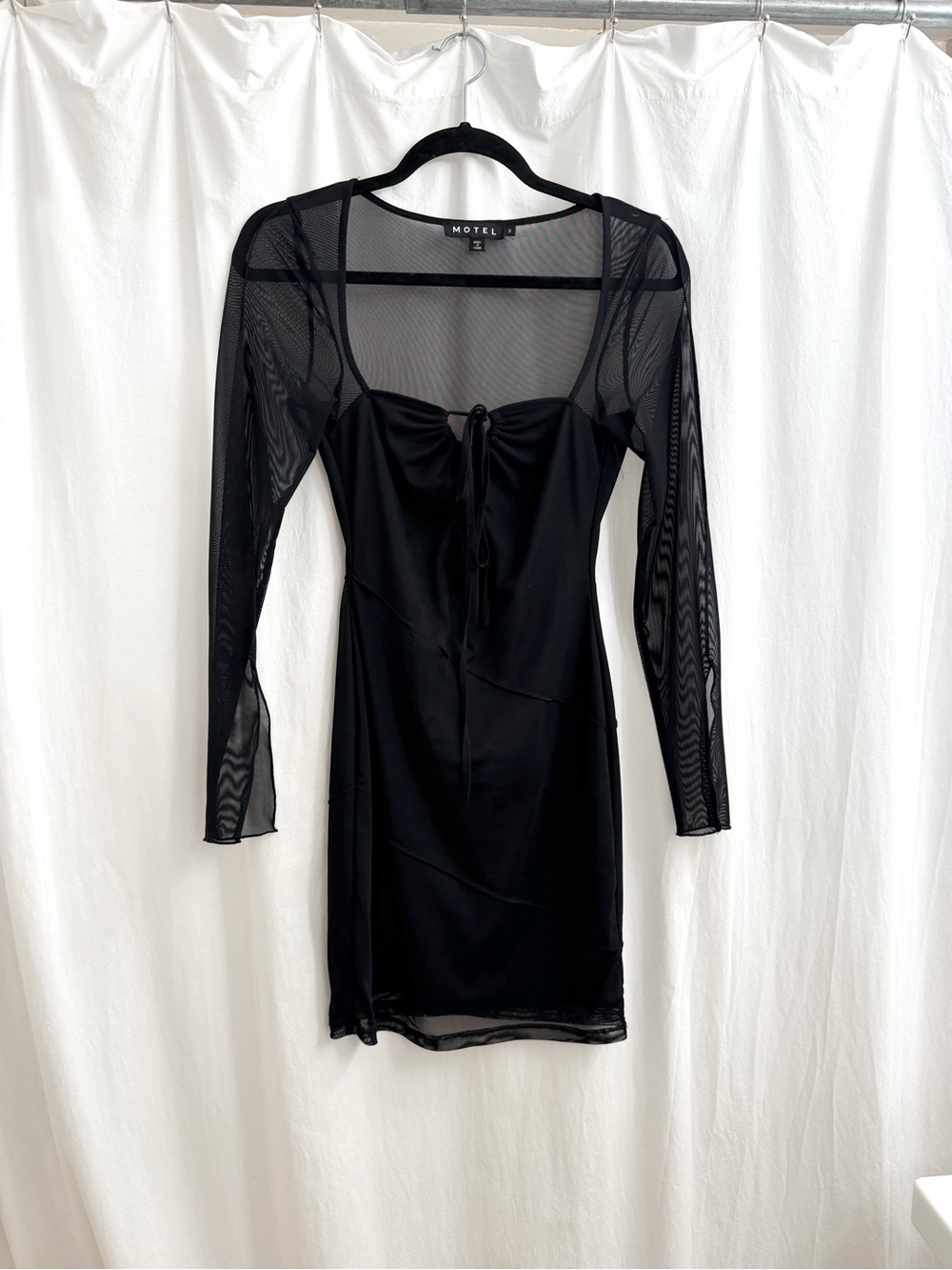 Motel Rocks Black Mesh-Panel Mini Dress - Picture 3 of 3